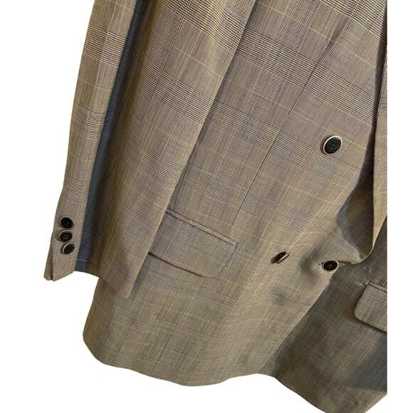 ROGATIS Brown Tweed Plaid Print Men's Vintage Suit Jacket Blazer Sz. S / M - Picture 5 of 12
